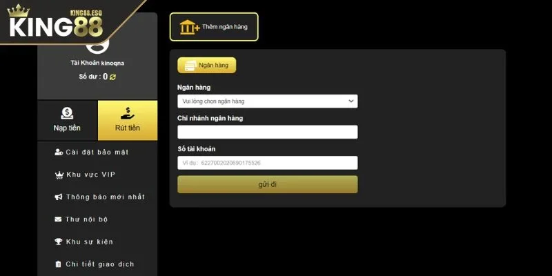 Hướng dẫn Rút tiền King88 siêu tốc cho tân thủ